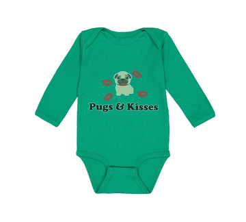 Long Sleeve Bodysuit Baby Pug and Kisses Dog Lover Pet Boy & Girl Clothes Cotton