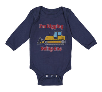 Long Sleeve Bodysuit Baby I'M Digging Being 1 Trucks Boy & Girl Clothes Cotton