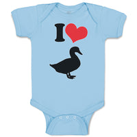 Baby Clothes I Love Silhouette Duck Aquatic Bird Baby Bodysuits Cotton