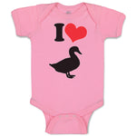 Baby Clothes I Love Silhouette Duck Aquatic Bird Baby Bodysuits Cotton