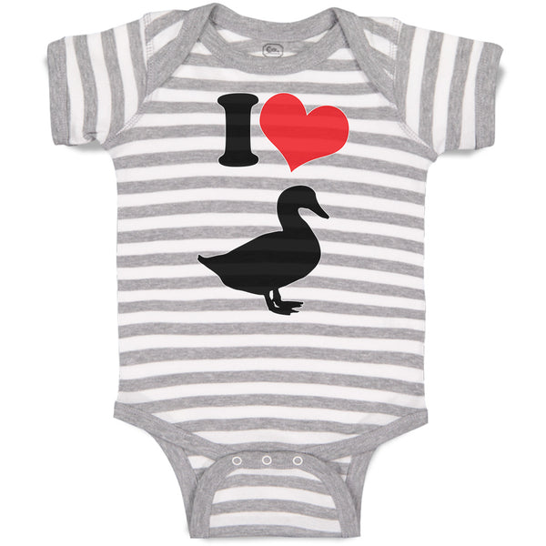 Baby Clothes I Love Silhouette Duck Aquatic Bird Baby Bodysuits Cotton