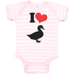 Baby Clothes I Love Silhouette Duck Aquatic Bird Baby Bodysuits Cotton