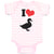 Baby Clothes I Love Silhouette Duck Aquatic Bird Baby Bodysuits Cotton