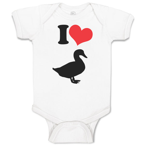 Baby Clothes I Love Silhouette Duck Aquatic Bird Baby Bodysuits Cotton