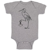 Baby Clothes Stork Bird with Beak Crane Brings New Born Baby Bodysuits Cotton