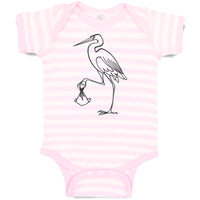 Baby Clothes Stork Bird with Beak Crane Brings New Born Baby Bodysuits Cotton