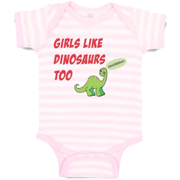 Baby Clothes Girls like Dinosaurs Too Dinosaurs Dino Trex Baby Bodysuits Cotton