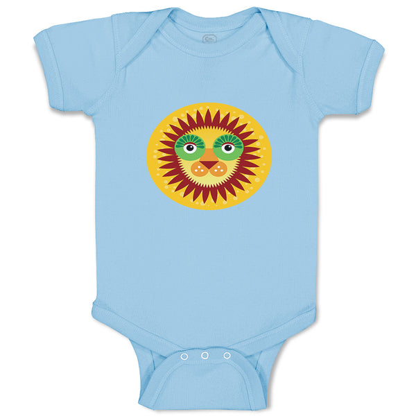 Baby Clothes Lion Head in Sun Circle Safari Baby Bodysuits Boy & Girl Cotton