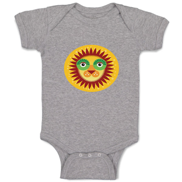 Baby Clothes Lion Head in Sun Circle Safari Baby Bodysuits Boy & Girl Cotton