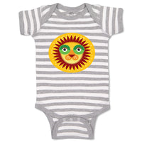 Baby Clothes Lion Head in Sun Circle Safari Baby Bodysuits Boy & Girl Cotton