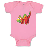 Baby Clothes Dinosaur Red Facing Left Dinosaurs Dino Trex Baby Bodysuits Cotton