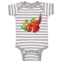 Baby Clothes Dinosaur Red Facing Left Dinosaurs Dino Trex Baby Bodysuits Cotton