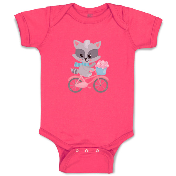 Baby Clothes Raccoon Bike Funny Humor Baby Bodysuits Boy & Girl Cotton
