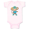 Baby Clothes Monkey Blue T-Shirt Safari Baby Bodysuits Boy & Girl Cotton