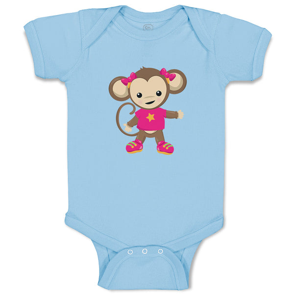 Baby Clothes Monkey Pink T-Shirt Safari Baby Bodysuits Boy & Girl Cotton