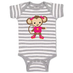 Baby Clothes Monkey Pink T-Shirt Safari Baby Bodysuits Boy & Girl Cotton