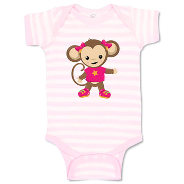 Baby Clothes Monkey Pink T-Shirt Safari Baby Bodysuits Boy & Girl Cotton