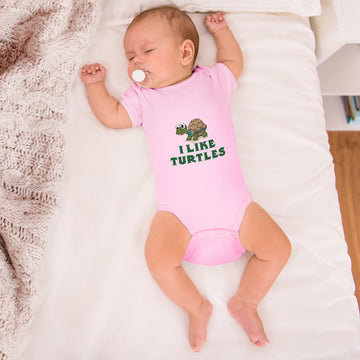 Baby Clothes I like Turtles Cute and Funny Smiling Baby Bodysuits Cotton