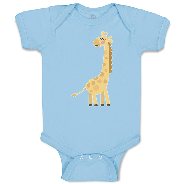 Baby Clothes Cute Giraffe Turning Side View with Closed Eyes Baby Bodysuits