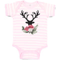 Baby Clothes Abstract Flowers Silhouette Deer Head with Horns Baby Bodysuits