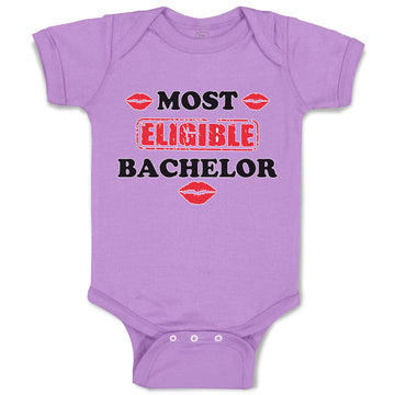 Baby Clothes Most Eligible Bachelor with Lipstick Kiss Baby Bodysuits Cotton