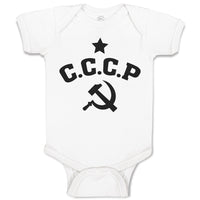 Baby Clothes C.C.C.P Symbol Hammer Sickle and Silhouette Star Baby Bodysuits