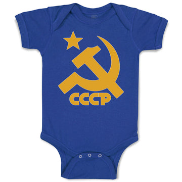 Baby Clothes C.C.C.P Symbol Hammer Sickle and Yellow Star Baby Bodysuits Cotton