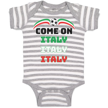 Baby Clothes Come on Italy Sport Soccer Ball Flag of Italy Baby Bodysuits Cotton