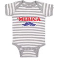 Baby Clothes Merica American Flag United States with Flag Mustache Cotton