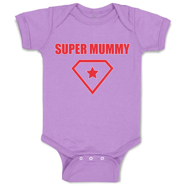 Baby Clothes Red Super Mummy Shield with Diamond Shape Alond with Star Cotton