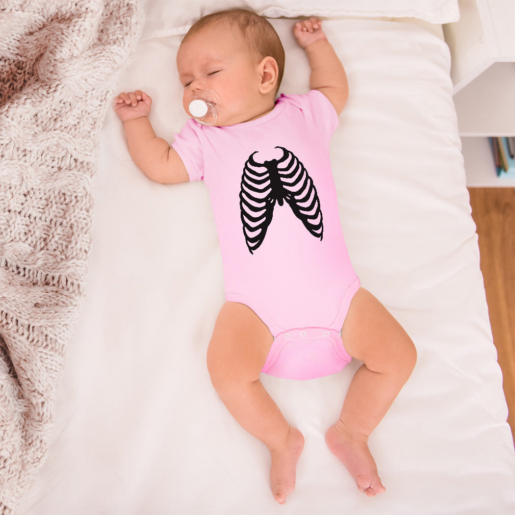 Baby Clothes Human Skull Chest Bone Skeleton Baby Bodysuits Boy Girl Cotton