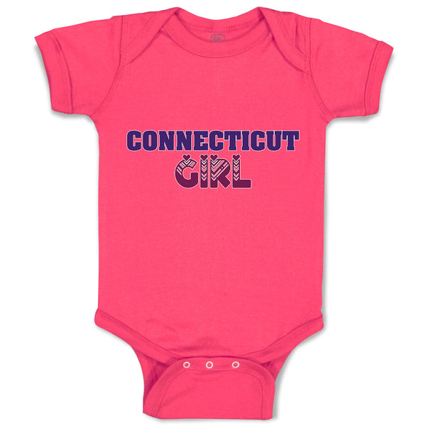 Baby Clothes Connecticut Girl with Monogram and Little Hearts Baby Bodysuits