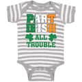 Baby Clothes Part Irish All Trouble with Shamrock Leaf Baby Bodysuits Cotton