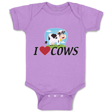 Baby Clothes I Love Cows with Heart Domestic Animal Baby Bodysuits Cotton