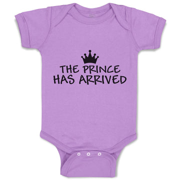 Baby Clothes The Prince Has Arrived with Black Silhouette Crown Baby Bodysuits