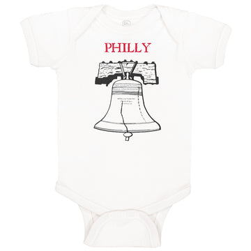 Baby Clothes Liberty Bell with Red Text Philly Philadelphia Baby Bodysuits