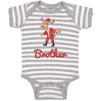 Baby Clothes Brother and A Deer in An Christmas Santa Claus's Costume with Horns