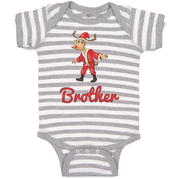 Baby Clothes Brother and A Deer in An Christmas Santa Claus's Costume with Horns