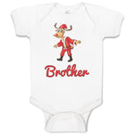 Baby Clothes Brother and A Deer in An Christmas Santa Claus's Costume with Horns