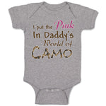 Baby Clothes I Put The Pink in Daddy's World of Camo Baby Bodysuits Cotton