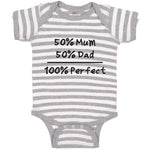 Baby Clothes 50% Mum 50% Dad 100% Perfect Baby Bodysuits Boy & Girl Cotton