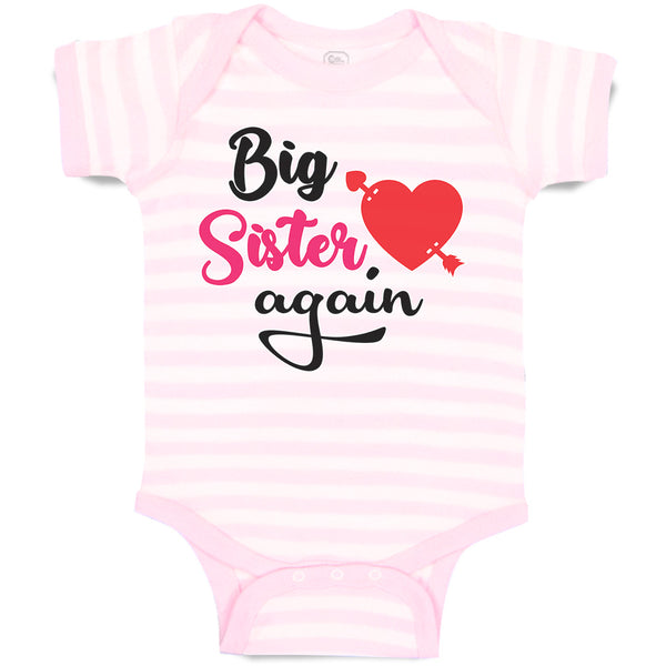 Baby Clothes Big Sister Again with Heart and Arrow Baby Bodysuits Cotton