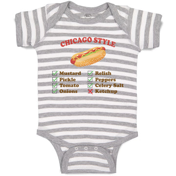 Baby Clothes Chicago Style Image of A Hot Dog Funny Humor Baby Bodysuits Cotton