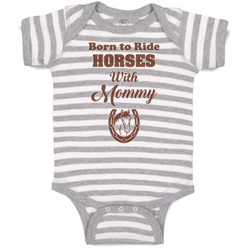 Baby Clothes Born to Ride Horses with Mommy Baby Bodysuits Boy & Girl Cotton