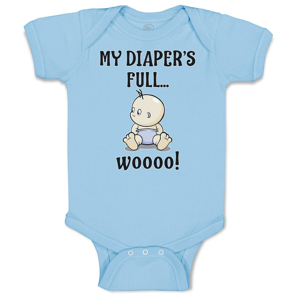 Baby Clothes My Diaper's Full Woooo! Baby Bodysuits Boy & Girl Cotton