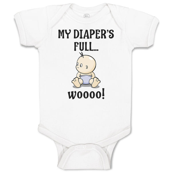 Baby Clothes My Diaper's Full Woooo! Baby Bodysuits Boy & Girl Cotton