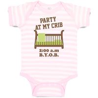 Baby Clothes Party at My Crib 2.00 A.M B.Y.O.B Baby Bodysuits Boy & Girl Cotton