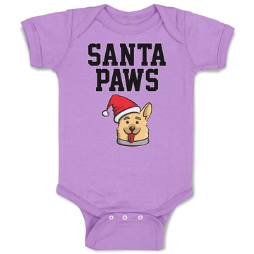 Baby Clothes Santa Paws with Santa Cap on Dog's Head Baby Bodysuits Cotton