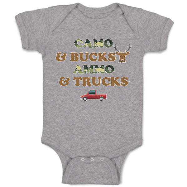 Baby Clothes Camo & Bucks Ammo & Trucks Baby Bodysuits Boy & Girl Cotton