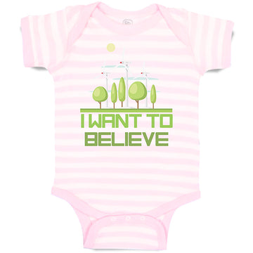 Baby Clothes I Want to Believe Funny Nerd Geek Baby Bodysuits Boy & Girl Cotton